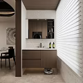 Modern Luxury Living And Dining Room Interior With Elegant Marble TV Wall And Soft Furnishings