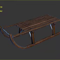 Classic Wooden Sled With Metal Supports For Winter Transport And Traditional Design