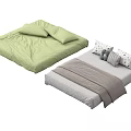 Comfortable Green and Gray Mattresses with Soft Bedding Decorative Pillows and Cozy Blanket