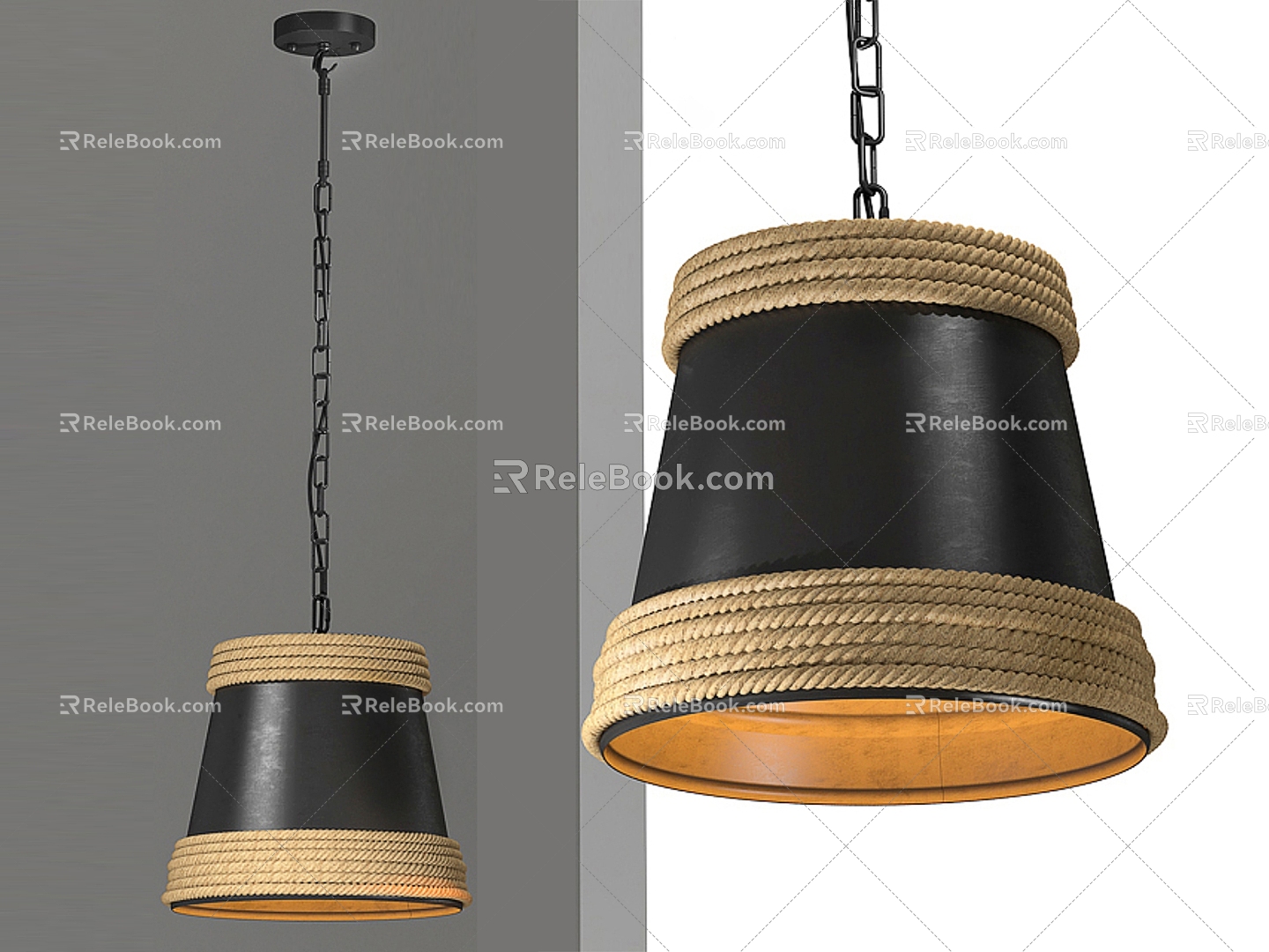 Black Hemp Pendant Lamp Chandelier Lamps Lying Rope Chandelier Chandelier Decorative Chandelier model