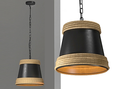 Black Hemp Pendant Lamp Chandelier Lamps Lying Rope Chandelier Decorative Chandelier model