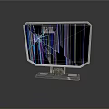 Faulty Electronic Monitor Display With Cracked Screen And Vertical Stripes
