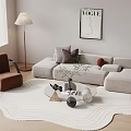 Cream wind sofa coffee table floor lamp carpet single sofa 3d model