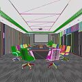 Modern Conference Room Interior With Long Table Black Chairs And City View Through Large Windows
