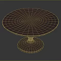 Round Dark Red Wooden Table With Circular Pedestal Base And Smooth Surface 3d model