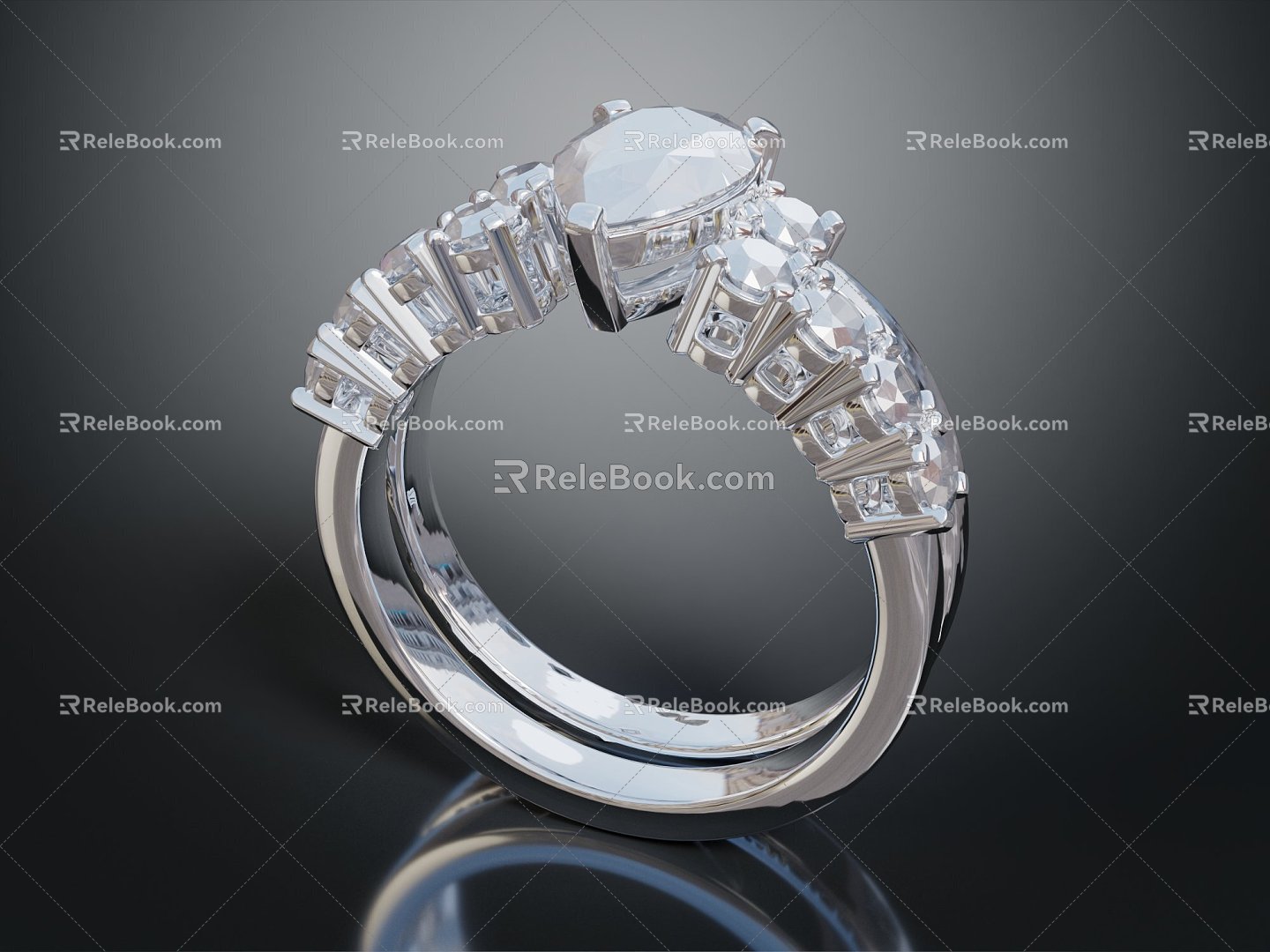 Modern Ring Diamond Ring Gem Ring Women's Ring 3d model