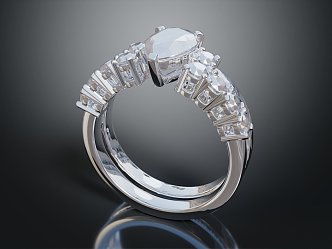 Modern Ring Diamond Ring Gem Ring Women's Ring 3d model