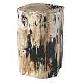 Distressed Wooden Side Table With Cream Black Brown Cracked Texture Design
