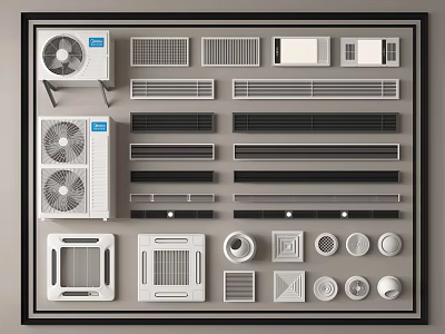 Various Types of Air Conditioner Air Outlets and Indoor AC Components 3d model