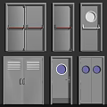 Various Door Designs With Different Handles Windows And Vent Features 3d model