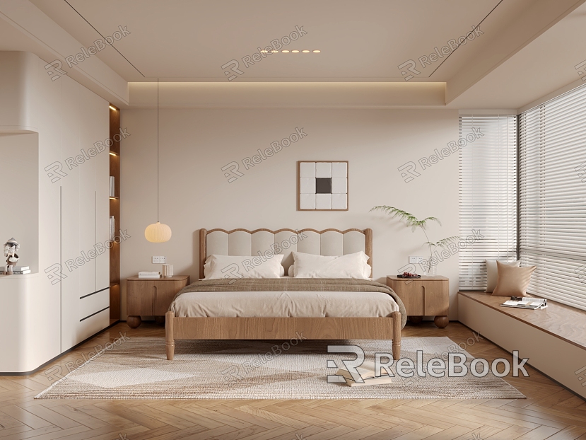 Silent Simple Retro Style Bedroom model