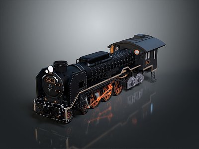 vintage train locomotive head steam train carriage steam carriage train 3d model