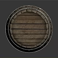 Vintage Wooden Barrel With Metal Hoops And Natural Wood Grain