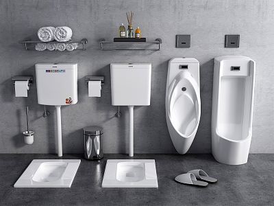 Modern squat toilet urinal squat toilet flush tank squat toilet 3d model