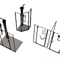Modern Glass Shower Enclosures With Sleek Shower Head And White Bases