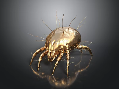 Detailed Golden Tick Close Up Showing Body Organs And Fine Hairs 3d model