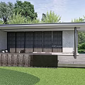 Modern gallery park landscape gallery reception area rest area 3d model
