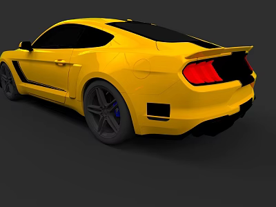 Yellow Sports Car With Streamlined Body Black Spoiler Red Tail Lights And Black Alloy Wheels 3d model