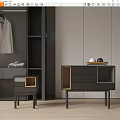 Modern Entryway Cabinet And Side Cabinet With Drawers Open Shelves And Decorative Ornaments