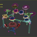 Electronic Drum Set With Multiple Drum Pads Cymbals Pedals And Drum Stool Stands 3d model