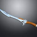 Decorative Medieval Sword With Engraved Metal Blade And Brown Wooden Handle