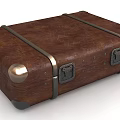 Vintage Brown Leather Suitcase With Metal Straps Buckles And Classic Design