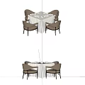 Modern Round Dining Table Set With Tablecloth And Beige Chairs 3d model