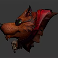 Futuristic Orange Wolf Character Design With One Eyed Goggle Spiked Collar And Small Skull