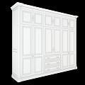 Classic Wooden Wardrobe with Multiple Doors Drawer Storage and Solid Wood Design 3d model