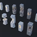 Various Decorative Outdoor Stone Lights with Unique Designs and Illuminated Details