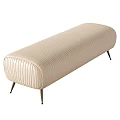 Ivory Vertical Tufted Ottoman With Gold Metal Legs Modern Style Design