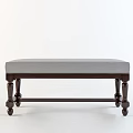 Upholstered Sofa Bench With Light Colored Cushion And Dark Wooden Legs Design