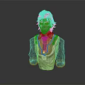 Game And Movie Character 3D Bust With Brown Hair Striped Vest Brown Coat Red Bowtie