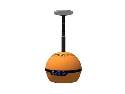 Modern Orange Spherical Pendant Light with Black Trim White Ceiling Base and Display Screen 3d model