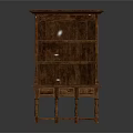Traditional Wooden Bookcase With Carved Details Multiple Shelves And Bottom Storage Drawers