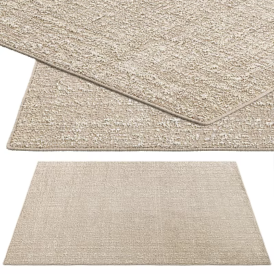 Soft Beige Square Rug With Woven Texture For Modern Home Decor 3d model
