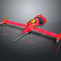 Red Aircraft Model With Transparent Cockpit And Spiked Wings Design Feature