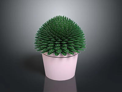 Lush Green Leafy Plant With Round Shape In Pink Pot For Indoor Decoration 3d model