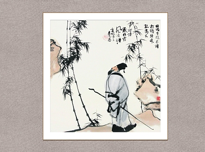 Chinese Decorative Painting Dongpo Poetic Picture Liu Dan House 3d model