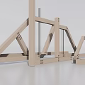 Modern Minimalist Geometric Wooden Decorative Ornament Set With Crossbeams And Vertical Sticks