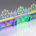 Colorful Display Shelves with Ferris Wheel and Small House Decorations for Kids