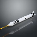 Modern Military Missile With White Body Black Stripes Yellow Tip And Tail Fins Design