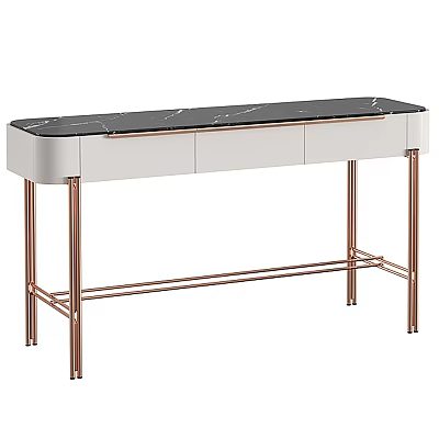 Elegant Modern Luxury Console Table With Marble Top And Brass Metal Legs 3d model