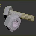 Metal Hardware Tools Hex Bolt And Nut With Threaded Details For Industrial Applications 3d model