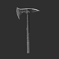 Tactical Axe With Black Textured Handle And Sharp Metal Blade Design