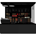 Black Starbucks Functional Display Table with Coffee Items Shelves and Spotlights 3d model