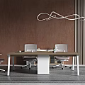 Modern Conference Room Interior Design With Long Table Chairs Brown Wall And Striped Carpet