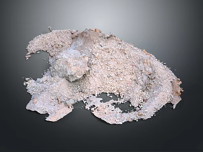 Natural Landscape Featuring Weathered Gray White Rock Formation With Rough Granular Texture On Black Background 3d model