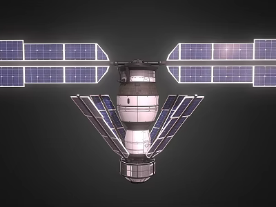 Satellite Featuring Extended Solar Panels And Central Module In Space Orbit 3d model