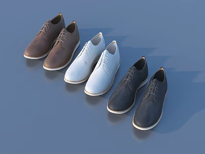 Stylish Casual Lace Up Shoes In Brown White Gray And Black Colors 3d model